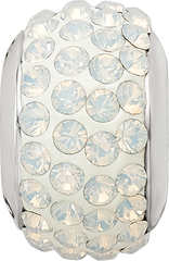 Sophia Jewelers Sterling Silver Crystal Bead with White Preciosa Stones Polished Finish