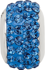 Sterling Silver 925 Blue Crystal Bead with Polished Finish