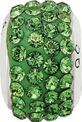 Sterling Silver 925 Polished Green Preciosa Crystal Bead, Solid & Elegant