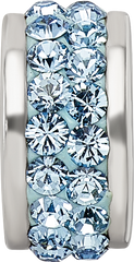 Sterling Silver 925 Double Row Crystal Bead with Polished Finish in Sky Blue