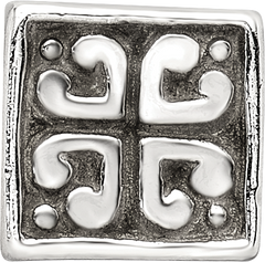 Sterling Silver 925 Heart Cube Bead with Antiqued Finish, Solid Craftsmanship