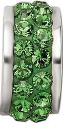 Sterling Silver 925 Double Row Green Crystal Bead Polished Finish