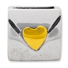 Sterling Silver & 14K Gold Love Note Bead with Polished Finish