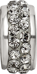 Sterling Silver 925 Double Row Crystal Bead with Grey Preciosa Stones Polished Finish