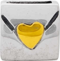 Sterling Silver & 14K Gold Love Note Bead with Polished Finish