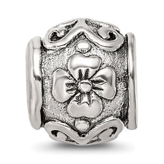 Sterling Silver 925 Floral Bead with Antique Finish Solid Charm