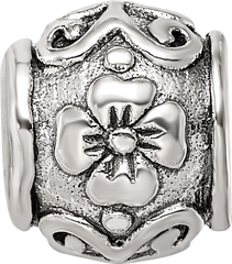 Sterling Silver 925 Floral Bead with Antique Finish Solid Charm