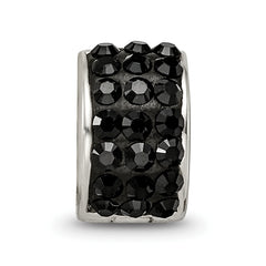 Sterling Silver 925 Black Preciosa Crystal Bead with Polished Finish