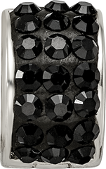 Sterling Silver 925 Black Preciosa Crystal Bead with Polished Finish
