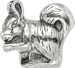 Sterling Silver 925 Squirrel Bead with Antiqued Finish Solid Design
