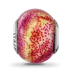 Sterling Silver 925 Fuschia & Yellow Glass Bead Polished Finish Elegant Accessory