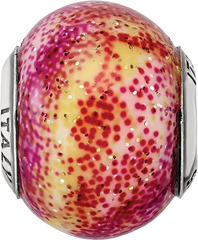 Sterling Silver 925 Fuschia & Yellow Glass Bead Polished Finish Elegant Accessory