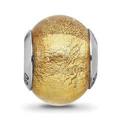 Sterling Silver 925 Glass Bead with Italian Olive Glitter Polished Finish