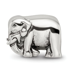 Sterling Silver 925 Elephant Bead with Antiqued Finish Solid Design