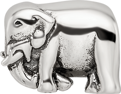 Sterling Silver 925 Elephant Bead with Antiqued Finish Solid Design