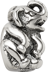 Sterling Silver 925 Elephant Bead with Antiqued Finish Solid Design