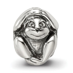 Sterling Silver 925 Antiqued Monkey Bead Solid Casted Themed Jewelry