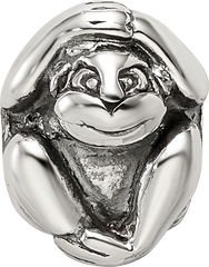 Sterling Silver 925 Antiqued Monkey Bead Solid Casted Themed Jewelry