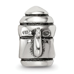Sterling Silver 925 Antiqued Teapot Bead with Themed Design