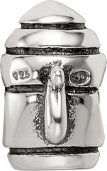 Sterling Silver 925 Antiqued Teapot Bead with Themed Design