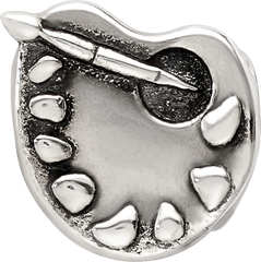 Sterling Silver 925 Antiqued Artists Palette Bead Elegant Cast Design