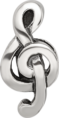 Sterling Silver 925 Treble Clef Bead with Antiqued Finish Solid Cast Design