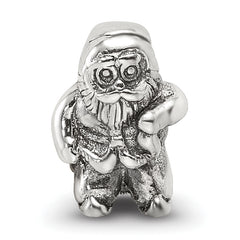 Sterling Silver 925 Santa Claus Bead with Antiqued Finish Holiday Charm