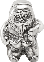 Sterling Silver 925 Santa Claus Bead with Antiqued Finish Holiday Charm