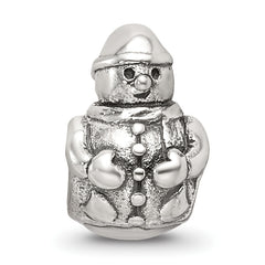Sterling Silver 925 Snowman Bead with Antiqued Finish Solid