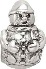 Sterling Silver 925 Snowman Bead with Antiqued Finish Solid