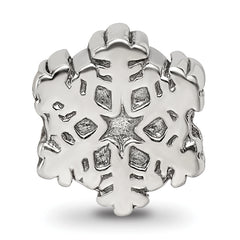 Sterling Silver 925 Snowflake Bead with Antiqued Finish Elegant Winter Theme