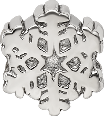 Sterling Silver 925 Snowflake Bead with Antiqued Finish Elegant Winter Theme