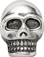Sterling Silver 925 Antiqued Skull Bead with Solid Cast Design