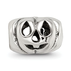 Sterling Silver 925 Jack o' Lantern Bead with Antiqued Finish Solid Cast Design
