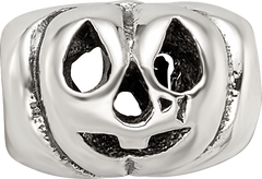 Sterling Silver 925 Jack o' Lantern Bead with Antiqued Finish Solid Cast Design