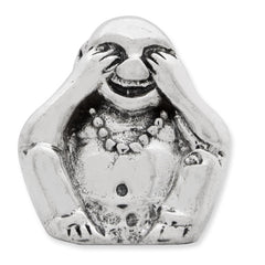 Sterling Silver 925 Buddha Bead with Antiqued Finish Themed, Solid Design
