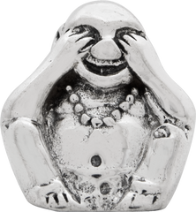 Sterling Silver 925 Buddha Bead with Antiqued Finish Themed, Solid Design