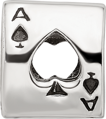 Sterling Silver 925 Ace Card Bead with Antiqued Finish Vintage Charm