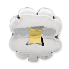 Sterling Silver & 14K Gold Clover Bead with Polished Finish Elegant Design