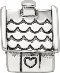 925 Sterling Silver House Bead with Antiqued Finish, Solid & Casted Design