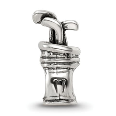 Sterling Silver 925 Antiqued Golf Bag Bead Solid Casted for Charm Bracelet