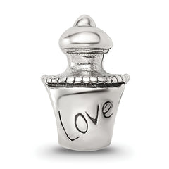 Sterling Silver 925 Love Perfume Bottle Bead with Antiqued Finish