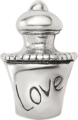Sterling Silver 925 Love Perfume Bottle Bead with Antiqued Finish