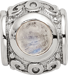 Sterling Silver 925 Moonstone Bead with Antiqued Finish Sophisticated Design