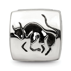 Sterling Silver 925 Taurus Zodiac Bead with Antiqued Finish Solid Design