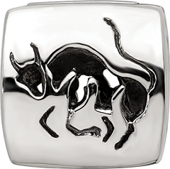 Sterling Silver 925 Taurus Zodiac Bead with Antiqued Finish Solid Design