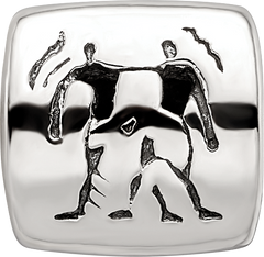 Sterling Silver 925 Gemini Zodiac Bead with Antiqued Finish Solid Cast