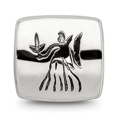Sterling Silver 925 Virgo Zodiac Bead with Antiqued Finish Solid