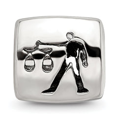 Sterling Silver 925 Libra Zodiac Bead with Antiqued Finish