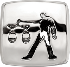 Sterling Silver 925 Libra Zodiac Bead with Antiqued Finish